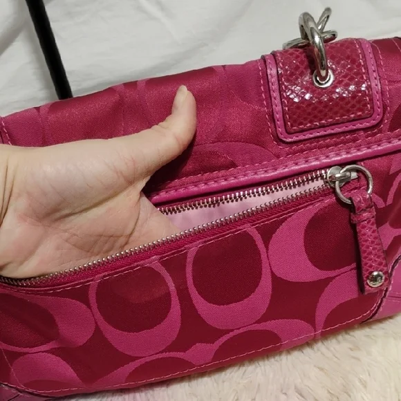 FIRM PRICE! Authentic Coach Y2K Pink/Fuschia Peyton Sateen Shoulder Bag Hangtag - Picture 7 of 16